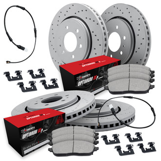 R1 Concepts® WMUS2-47007 - Drilled Front and Rear Brake Kit with Optimum OE Pads