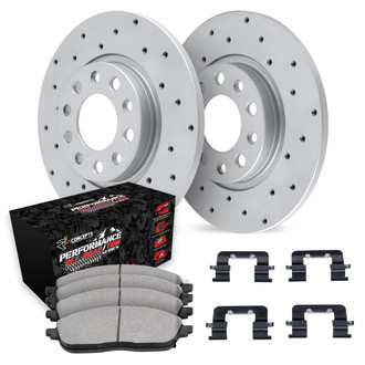 R1 Concepts® WMVH1-42042 - Drilled Rear Brake Kit with Performance Sport Pads