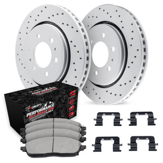 R1 Concepts® - Drilled Front Brake Kit with Performance Sport Pads