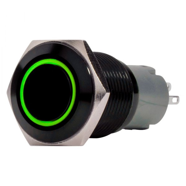  Race Sport® - 0.75" 2-Position Green LED Switch with Black Flush Mount