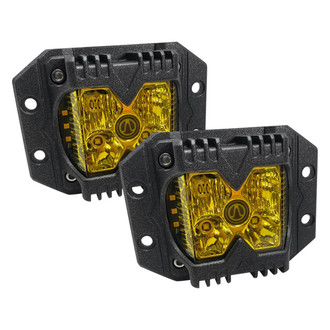 Race Sport® - HD Series Flush Mount 2x40W Square LED Lights, with Amber Side Strobe