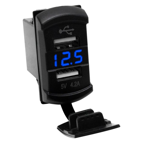  Race Sport® - Dual Port Rocker USB Panel with Blue voltmeter