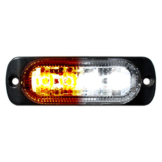 Race Sport® - 4-LED Ultra Slim Bolt-On Mount 19-Flash Pattern Amber/White LED Strobe Light