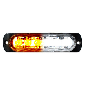 Race Sport® - 6-LED Ultra Slim Bolt-On Mount 19-Flash Pattern Amber/White LED Strobe Light