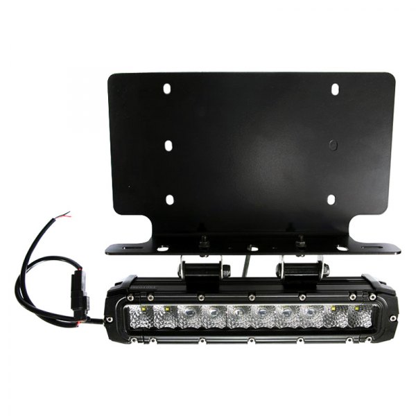 Race Sport® - License Plate Stealth Series US License Plate 10" 50W Combo Beam LED Light Bar with (1) 10in Stealth Light Bar with 2 Bottom Mounts