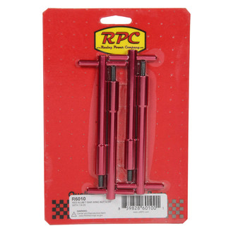 Racing Power Company® - 4-piece 4" Red Aluminum Anodized T-Bar Wing Nut Kit