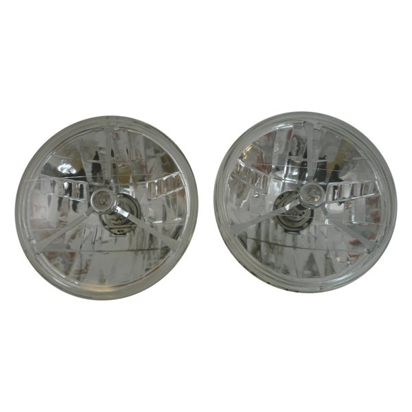 Racing Power Company® - 7" Round Chrome Tri-Bar Crystal Headlights With Clear Dot
