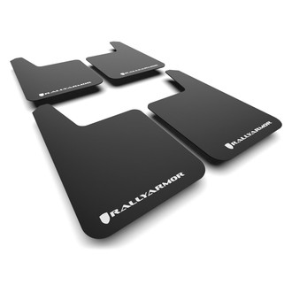 Rally Armor® - Basic Plus Series Black Mud Flaps with White Rally Armor Logo