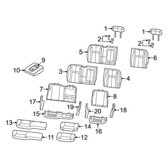 Ram OE - Seats & Tracks - Rear Seat Components (Split Bench Seat), (2500 / 3500 Regular Cab / Crew Cab / Mega Cab)