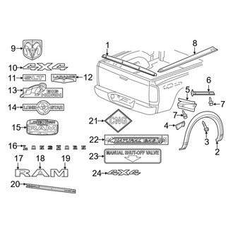 Ram OE - Pick Up Box - Exterior Trim (8' Bed), (2500 / 3500 Regular Cab / Crew Cab / Mega Cab)