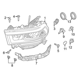 Ram OE - Front Lamps - Headlamp Components (Halogen), (Regular Cab / Crew Cab / Mega Cab)