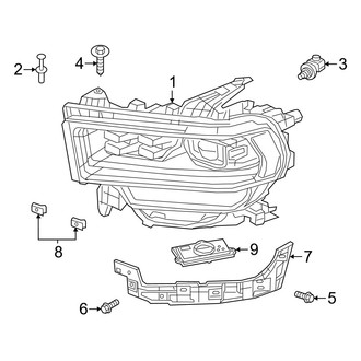 Ram OE - Front Lamps - Headlamp Components (LED, With Adaptive Lighting), (Regular Cab / Crew Cab / Mega Cab)
