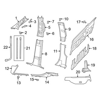 Ram OE - Cab - Interior Trim (Pillars & Floor), (Big Horn / Laramie / Laramie Longhorn / Limited / Lone Star Mega Cab)