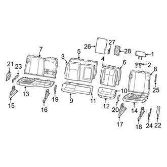 Ram OE - Seats & Tracks - Rear Seat Components (Split Bench Seat), (Regular Cab / Crew Cab / Mega Cab)