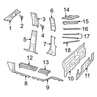 Ram OE - Cab - Interior Trim (Pillars & Floor), (Big Horn / Express / Laramie / Outdoorsman / SLT / Sport / ST / Tradesman Quad Cab)