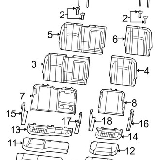 Ram OE - Seats & Tracks - Rear Seat Components (Split Bench Seat), (Big Horn / Express / Laramie / Outdoorsman / SLT / Sport / ST / Tradesman Quad Cab)