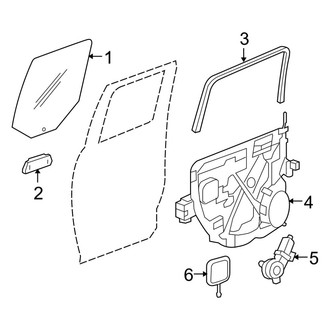 Ram OE - Rear Door - Glass & Hardware (Big Horn / Express / Laramie / Outdoorsman / SLT / Sport / ST / Tradesman Quad Cab)
