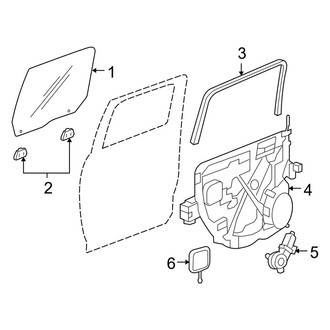 Ram OE - Rear Door - Glass & Hardware (1500 Big Horn / Express / Laramie / Laramie Longhorn / Outdoorsman / SLT / Sport / ST / Tradesman Crew Cab)
