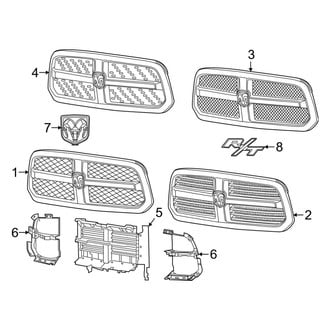 Ram OE - Grille & Components (Design: Ram Head Emblem), (1500 Regular Cab / Quad Cab / Crew Cab)