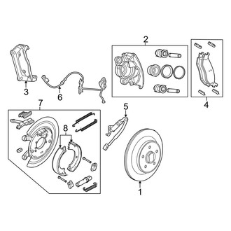 Ram OE - Rear Suspension - Brake Components (1500 Big Horn / Express / HFE / Laramie / Laramie Longhorn / Limited / Lone Star / Outdoorsman / Rebel / SLT / Special Service / Sport / Tradesman)