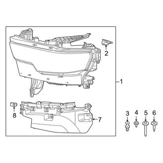 Ram OE - Front Lamps - Headlamp Components (LED, With Adaptive Front Lighting System), (Big Horn / Laramie / Laramie Longhorn / Limited / Lone Star / Rebel)