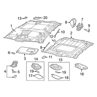 Ram OE - Cab - Interior Trim (Headliner & Components), (Big Horn / HFE / Laramie / Lone Star / Rebel / Tradesman Quad Cab)
