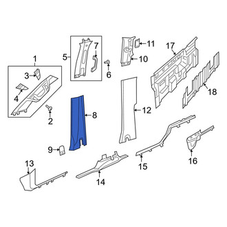 Ram OE - Left Lower Door Pillar Post Trim Set