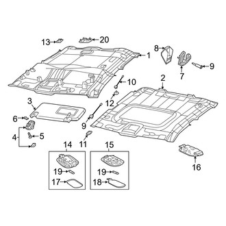 Ram OE - Cab - Interior Trim (Headliner & Components), (Big Horn / Laramie / Laramie Longhorn / Limited / Lone Star / Rebel / Special Service / Tradesman Crew Cab)
