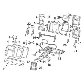 Ram OE - Seats & Tracks - Rear Seat Components (60% Side, Split-Bench Seat, With Console), (Big Horn / Laramie / Laramie Longhorn / Limited / Lone Star / Rebel / Special Service / Tradesman Crew Cab)