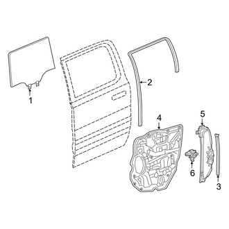 Ram OE - Rear Door - Glass & Hardware (Big Horn / Laramie / Laramie Longhorn / Limited / Lone Star / Rebel / Special Service / Tradesman Crew Cab)