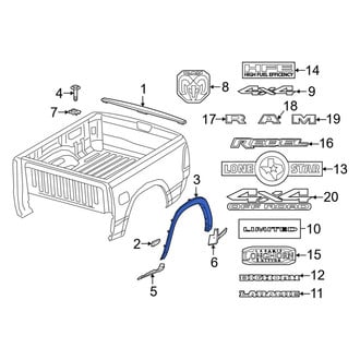 Ram OE - Rear Center Left Wheel Arch Molding