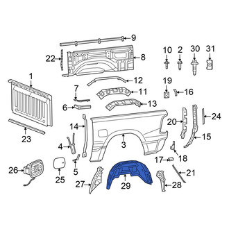 Ram OE - Rear Center Left Quarter Panel Splash Shield