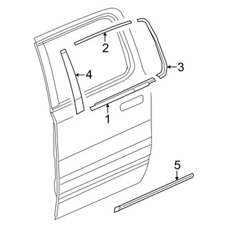 Ram OE - Rear Door - Exterior Trim (Big Horn / Laramie / Limited / Limited Longhorn / Lone Star / Rebel / RHO / Special Service / Tradesman / Tungsten / Warlock Crew Cab)