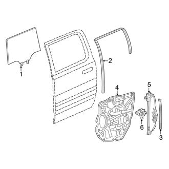 Ram OE - Rear Door - Glass & Hardware (Big Horn / Laramie / Limited / Limited Longhorn / Lone Star / Rebel / RHO / Special Service / Tradesman / Tungsten / Warlock Crew Cab)