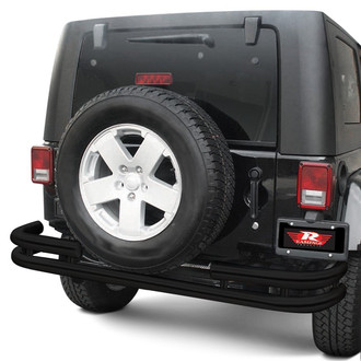Rampage® - Double Full Width Black Rear Tubular Bumper