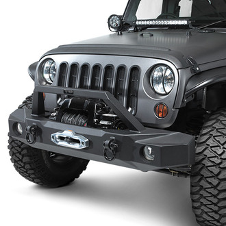 Rampage® - TrailGuard™ Full Width Black Powder Coated Front Winch HD Bumper with Hoop