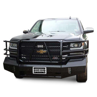 Ranch Hand® - Summit Series Full Width Tough Black Powder Coated Front HD Bumper with Full Grille Guard