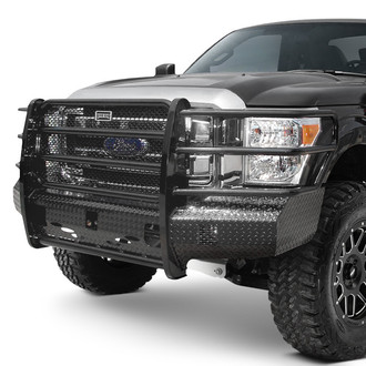 Ranch Hand® - Summit Series Full Width Tough Black Powder Coated Front HD Bumper with Full Grille Guard