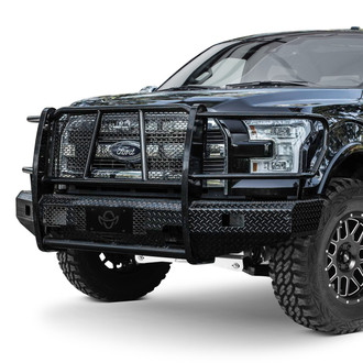 Ranch Hand® - Summit Series Full Width Tough Black Powder Coated Front HD Bumper with Full Grille Guard