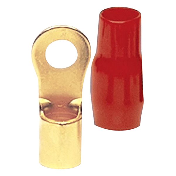 Raptor® - Mid Series 5/16" 1/0 Gauge Vinyl Insulated Gold Plated Red and Black Ring Terminals