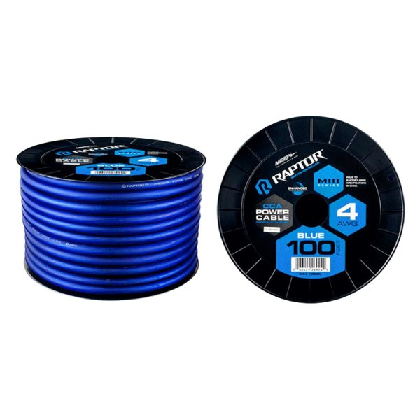 Raptor® - Mid Series 4 AWG Single 100' Blue Stranded GPT Power Cable