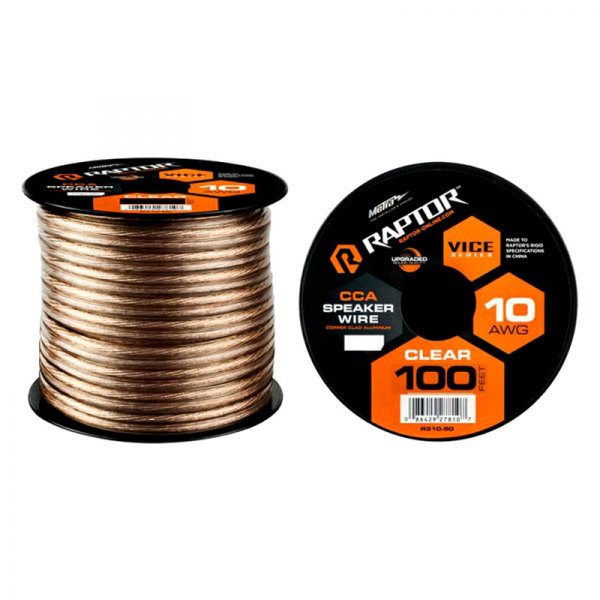 Raptor® - Vice Series 10 AWG 2-Way 100' Clear Stranded GPT Speaker Wire