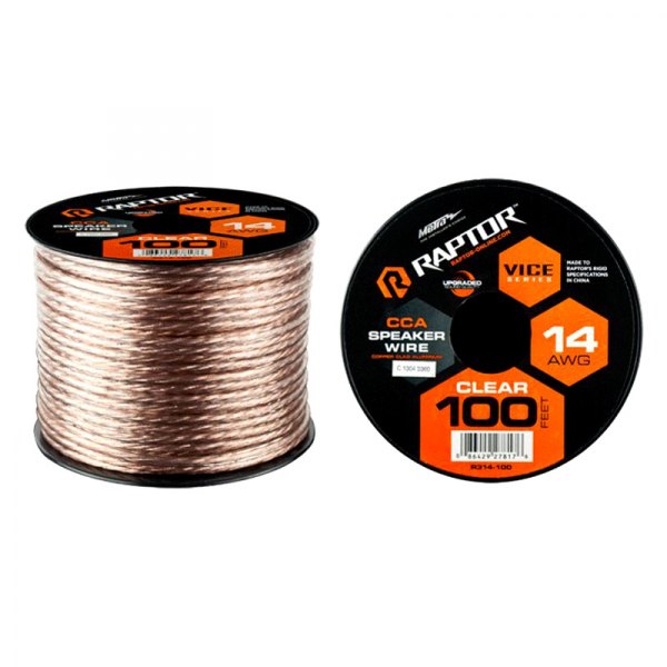 Raptor® - Vice Series 14 AWG 2-Way 100' Clear Stranded GPT Speaker Wire