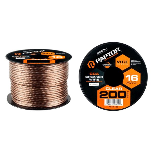Raptor® - Vice Series 16 AWG 2-Way 200' Clear Stranded GPT Speaker Wire