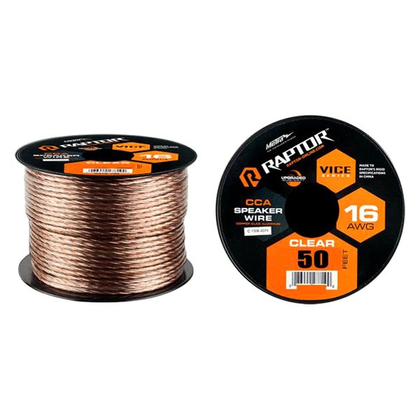Raptor® - Vice Series 16 AWG 2-Way 50' Clear Stranded GPT Speaker Wire