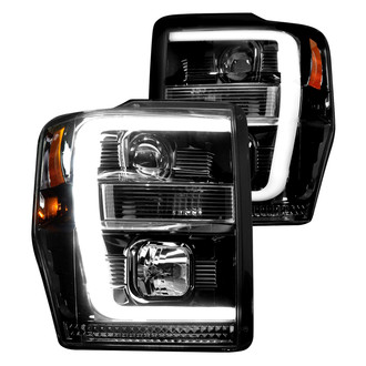 Recon® - Driver and Passenger Side Black/Smoke LED DRL Bar Halo Projector Headlights
