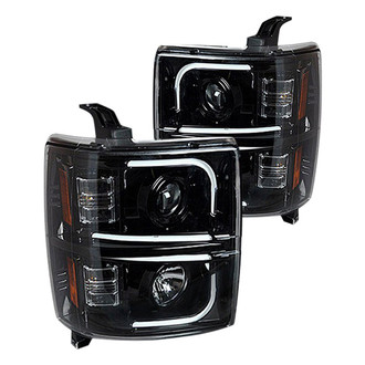 Recon® - Driver and Passenger Side Black LED DRL Bar Projector Headlights