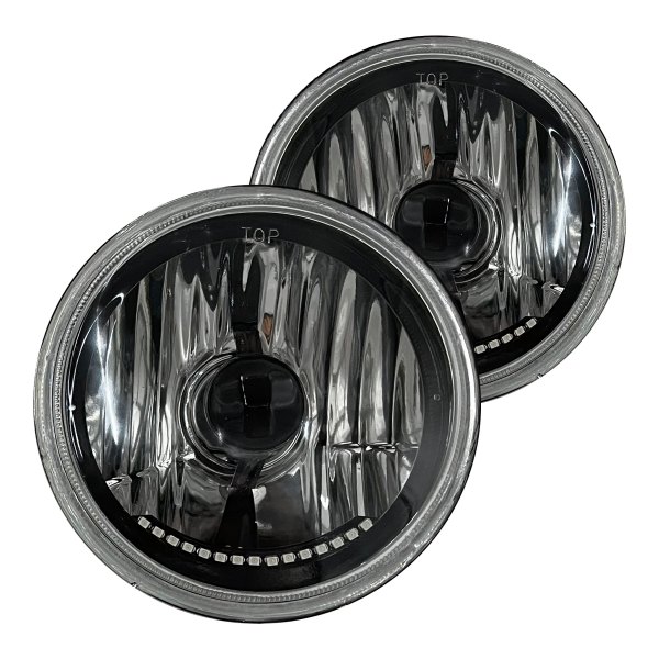 RedLine LumTronix® - Black Illusion™ Elite 5 3/4" Round Black Diamond Cut Euro Headlights with LED Turn Signal