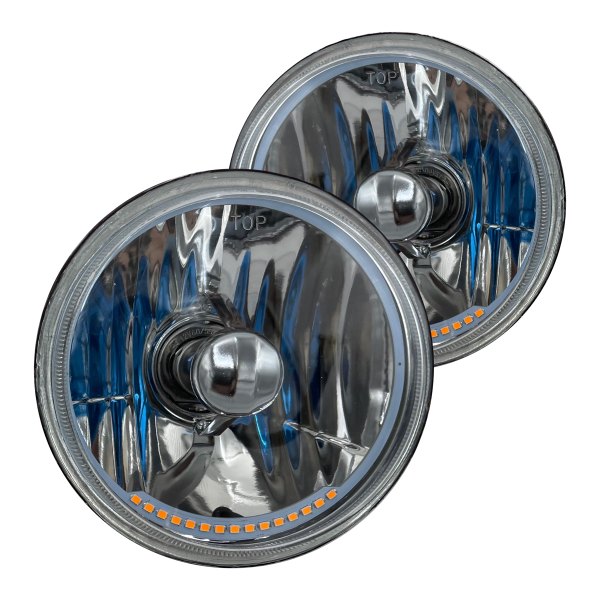 RedLine LumTronix® - Elite 5 3/4" Round Chrome Diamond Cut Euro Headlights with LED Turn Signal