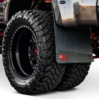 Rek Gen® - Merica Dually Black Armor Mud Flaps with Hot Rod Red Flag Logo